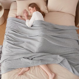 COOVA Cooling Throw Blanket, Soft Thin Knit Cool Summer Blanket for Hot Sleepers, Relieve Night Sweats and Hot Flashes, Comfy Lightweight Throw for All Seasons,(Light Grey 50"x60")