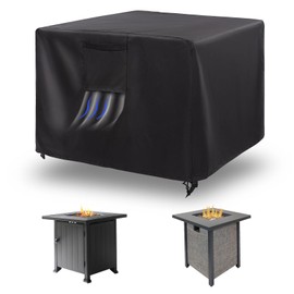 HOMEE Fire Pit Cover 32"x 32"x 24",Square Fire Pit Table Cover Outdoor 600D Heavy Duty Waterproof Cover, Anti-UV Heavy Duty Patio Gas Firepit Furniture Table Covers Fits for 28-31" Fire Pit/Table