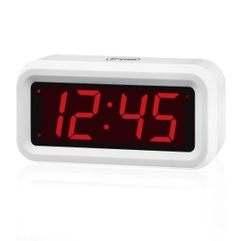 Alarm Clock, Digital Clock, Auto Night-Mode, 3-Level Led Brightness, Battery Powered, 12/24Hr, 1.2'' Red Digits Display, Simple Alarm Clock for Kids Adults Girls Boys, Easy to Set, Easy to Read