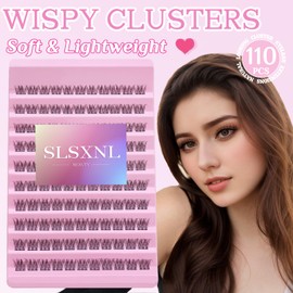 SLSXNL Lash Clusters Natural Wispy 9-11MM D Curl Eyelash Clusters Short Cluster Lashes False Eyelashes 9mm 10mm 11mm 110pcs Lashes Clusters