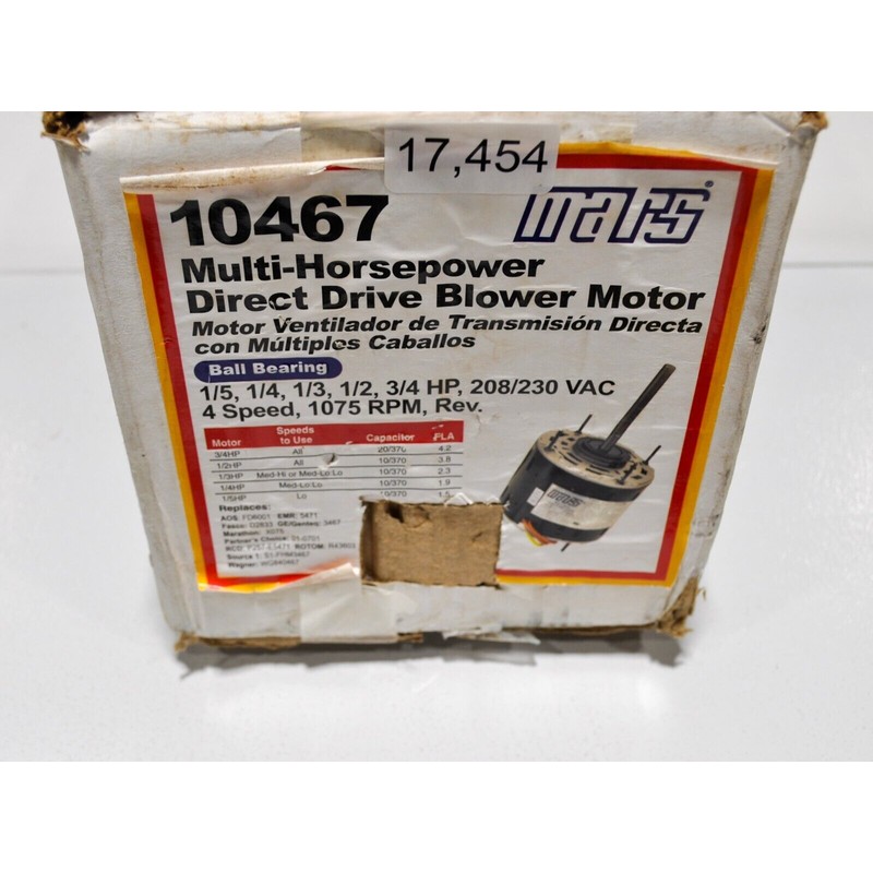 Mars 10467 Direct Drive Blower Motor Multi HP 4 Speed