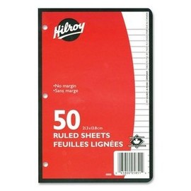 Hilroy HLR05851 7mm 3-Hole Punched Ruled Filler Paper-50 Sheets-Printed-5.4" (137.9 Mm) x8.6" (218.9 Mm)-White