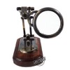 Vintage Antique Brass Magnifying Glass with Wood Stand Jewelry Optics