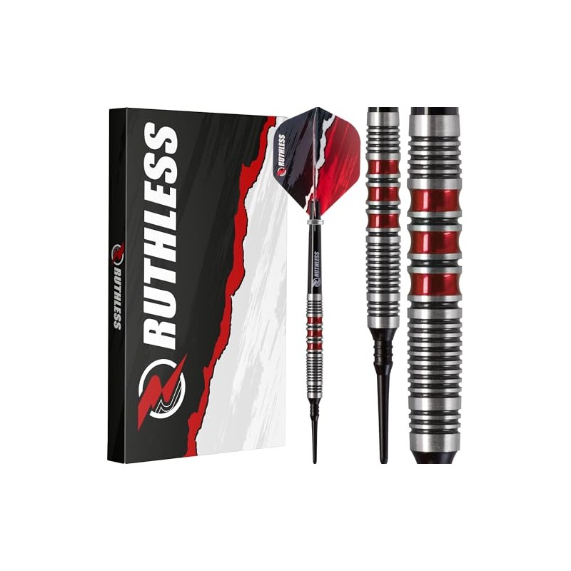 RUTHLESS Red Falcon Soft Tip Tungsten Darts Set, Red, 18g