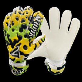 ATHPIK Goalie Goalkeeper Gloves for Kids & Youth Fingersave, pro Soccer Gloves with Grip, Football Goalie Gloves for Kids 8-12, Boys, Girls, Size 5/6/7 (Yellow&Green, 7)