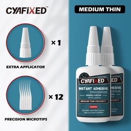 CYAFIXED Strong Cyanoacrylate (CA) Super Glue, Fast Curing Medium-Thin Viscosity Instant Adhesive, 4 oz. (113.6 Grams) - CA Glue for Plastic, Metal, Permanent Repair and DIY Household