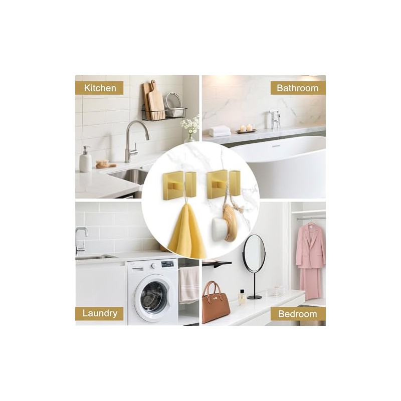 TURS Brushed Gold 5 Pieces Bathroom Hardware Set, SUS304 Stainless