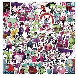 50PCS Invader Sticker Set, Waterproof Vinyl Decals, ZIM Character Collection for Laptop, Water Bottle Gifts Birthday Decorations (Blue)