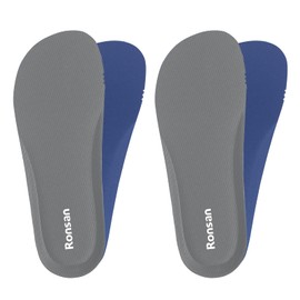 Insoles [Set of 2] Anti-fatigue, Shock Absorption, Standing Work, Sports, Footbed, Inserts, Reduces Foot Strain, Comfortable, Antibacterial, Deodorizing, Anti-Slip, Size Adjustable, Unisex (Gray, L