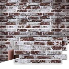 Commomy Faux Brick 3D Wall Panels - 12 pcs of 22.8" x 11.8" - PVC Peel and Stick Tile Brick Textured Printable for Kitchen,Bedroom,Living Room,TV Background,RV （Covers 22.48 sq.ft）