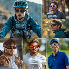 Ofwin Sports Polarized Sunglasses for Men Women Wrap Around Sun Glasses Fishing Cycling Driving Running Mountain Bike Baseball UV Protection Silver Mirrored