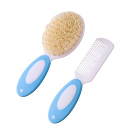 Miaija 2Pieces Baby Hair Brush and Comb Set Newborns Cradle Cap Brush and Baby Hair Comb Tool Set Perfect Baby Registry Gift for Toddlers (Blue)