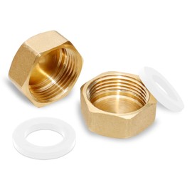 Brass Blanking Cap Radiator Valve caps 3/4" Inch Hex Brass Blanking Nut Caps for Washing Machine Sink Blanking Cap Plumbing Fittings Includes Sealing Washer
