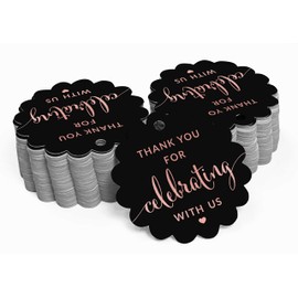 Inkdotpot Rose Gold Foil Paper Hang Tags Thank You For Celebrating With Us Bridal Shower-Baby Shower-Retirement-Wedding-Birthday Favor Tags 100 Pieces