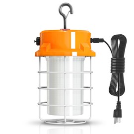 RIUVAO 80W LED Temporary Work Light 12000lm 5000K Daylight White Portable Hanging Construction Lighting Led High Bay Light for Workshop Mine Job Site Lighting