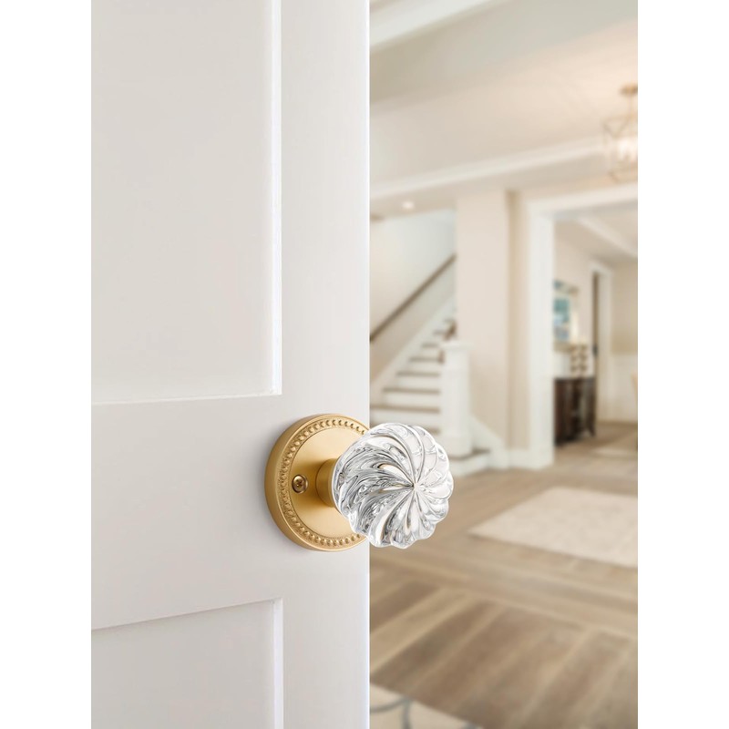 SORWDUERM 1 Pack Crystal Door Knobs Gold Door Knob Brushed