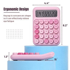 Mr. Pen Mechanical Switch Calculator - 12 Digit Large LCD Display, Pink with Big Buttons