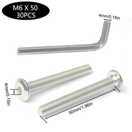 Flat Head Screws M6 x 50 mm Flat Head Screws Pack of 50 Allen Screws Furniture Screws Furniture Connection Screws Partial Thread Steel Galvanised for Furniture Children's Bed Bed and Chairs (M6 x 50)