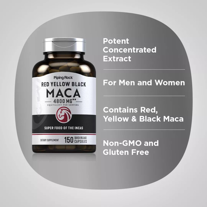 Piping Rock Maca Root Capsules | 4800mg | 150 Count