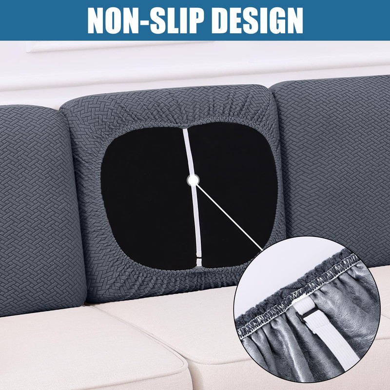 Smiry Waterproof Couch Cushion Covers, Stretch Jacquard Thick Sofa Cushion
