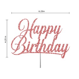 Decoración para tartas con purpurina de feliz cumpleaños, ideas para decoración de fiesta de cumpleaños, decoración de alta calidad, resistente purpurina de doble cara, palo de acrílico. Fabricado en Estados Unidos (oro rosa)