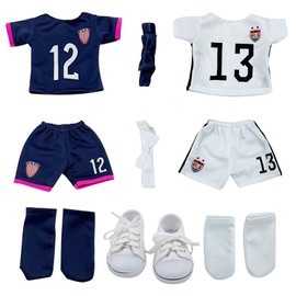 JSTHHTT Doll Clothes for 43 cm Baby Dolls, Baby Born Clothes 43 cm, Football Baby Clothes with Short Sleeves Shorts Headband Ball Game Shoes Hair Clips Sleeves for Girls Boys (No Doll)