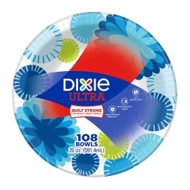 Dixie Ultra Heavy Duty 20oz Paper Bowls 108 Count Microwavable Soak Proof