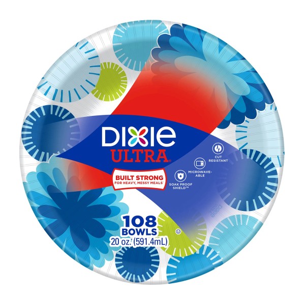 Dixie Ultra Heavy Duty 20oz Paper Bowls 108 Count Microwavable