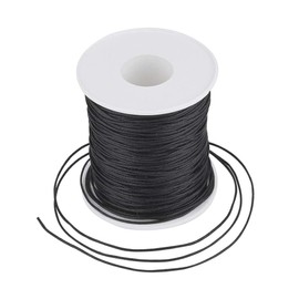 Cheriswelry 100 Yards Black Waxed Cotton Thread Cords 1mm Round Jewelry Beading Crafting String Ginger Macrame Friendship Bracelet Cord with Spool for DIY Braided Beading Necklace Making