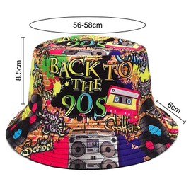 EDLMKM Adult Unisex Bucket Hat, Reversible Pattern Bucket Cap For Men & Women, UV Protection Lightweight Fisherman Beach Cap, 90'S Hip Hop Retro Hut, Double-Side Fisherman Mushroom Hat Sun Outdoor