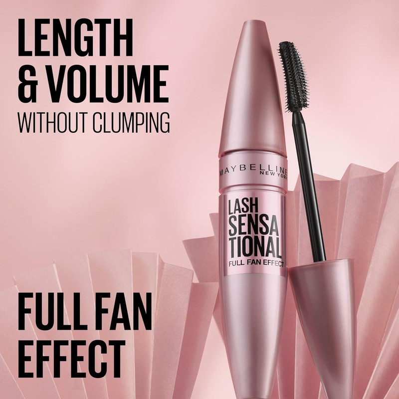 Maybelline Lash Sensational Washable Mascara, Blackest Black, 0.32 fl. oz.