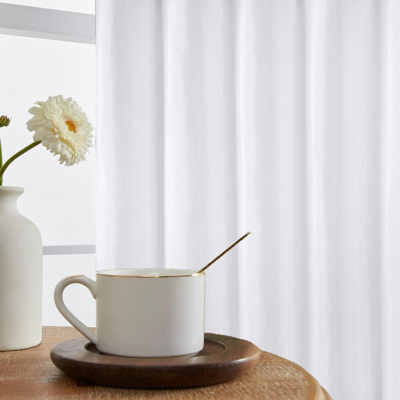 EMLTHORY White Bathroom Window Curtain 60 x 48 inches,Narrow Short