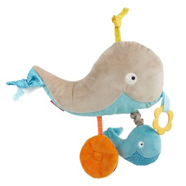 SIGIKID PlayQ 42632 Active Whale Baby Toy for Girls and Boys Recommended from 3 Months Grey/Blue