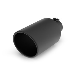 Richeer 4 to 8 inch Exhaust Tip, 4" inlet 8" Outlet 15" Overall Length Stainless Steel with Black Powder Coated Finish Universal for Vehicles with 4" O.D. Tailpipe, Rolled Edge, Bolt on