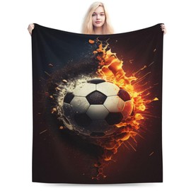 E-RIDES 100x125CM Flaming Football Blanket, Soft & Cozy for Adults & Kids, Unique Birthday Gift Blanket, Perfect Home Decor Blanket, Ideal for Couch, Bed, Office, Travel, All Seasons