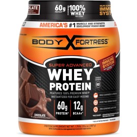 Body Fortress Super Advanced 100% Premium Whey Protein Powder, Strawberry, 1.78lbs