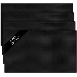 Tioncy 4 Pcs Large Size Bar Mat for Countertop 28 x 16 Inch Non Slip Rubber Mat Service Spill Cocktail Bartending Coffee Bar Mats for Hot Dishes Restaurants Barbershop Clippers Hot Pads, Black