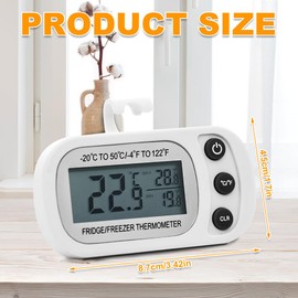 SGZIOO 4 PCS Fridge Thermometer Digital, Freezer Thermometer with LCD Display, °C/°F Function, 3 Placement Choices Fridge FreezerThermometer for Bedroom, Office, Cellar