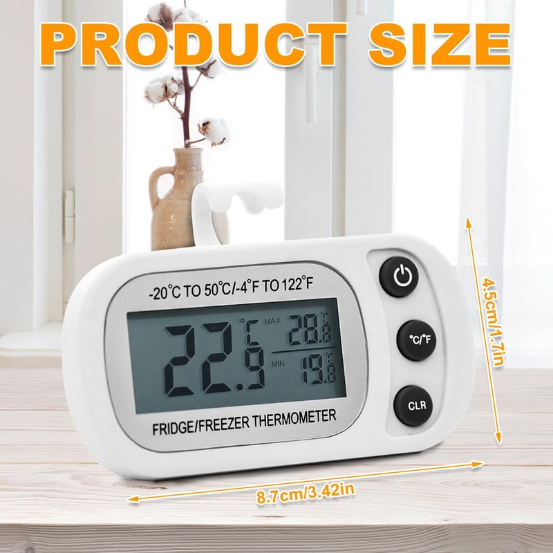 SGZIOO 4 PCS Fridge Thermometer Digital, Freezer Thermometer with LCD