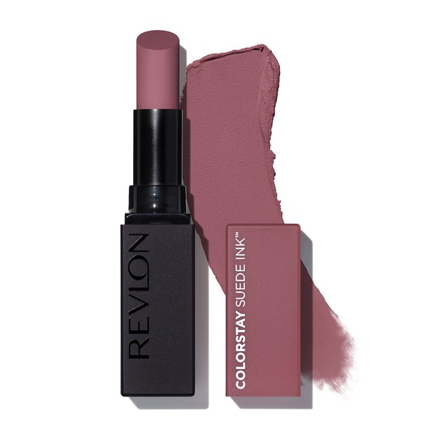 REVLON Lipstick, ColorStay Suede Ink, Built-in Primer, Infused with Vitamin E, Waterproof, Smudge-proof, Matte Color, 012 Power Trip, 0.09 oz.