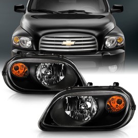 ACANII - For 2006-2011 Chevy HHR Black Headlights Headlamps Head Lights Lamps Replacement Set Driver + Passenger Side