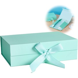 Gift Box, Gift Box with Bow, Magnetic Gift Box with Lid, Reusable Gift Packaging Box, for Birthday, Christmas, Valentine's Day (Green)