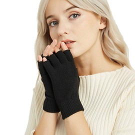 Novawo Wool Blend Fingerless Gloves Warm Arm Warmers Unisex Winter Gloves