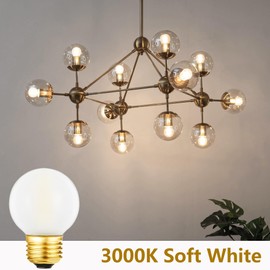 HOMOSUM Dimmable G16.5 Frosted Edison Bulb,6W E26 LED Bulb Equivalent E26 Candelabra Bulb 60 Watt,3000K,400lm,G50,CRI90+,AC120V,Frosted Glass, 6Pack (6W-3000K)