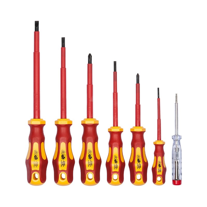 VDE Screwdriver Set 7pcs incl. Voltage Detector and Wall Holder