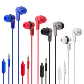 UrbanX Set of 4 R2 Wired in-Ear Headphones with Mic for Xiaomi Mi 9T Pro with Tangle-Free Cord, Noise Isolating Earphones, Deep Bass, in-Ear Bud Silicone Tips