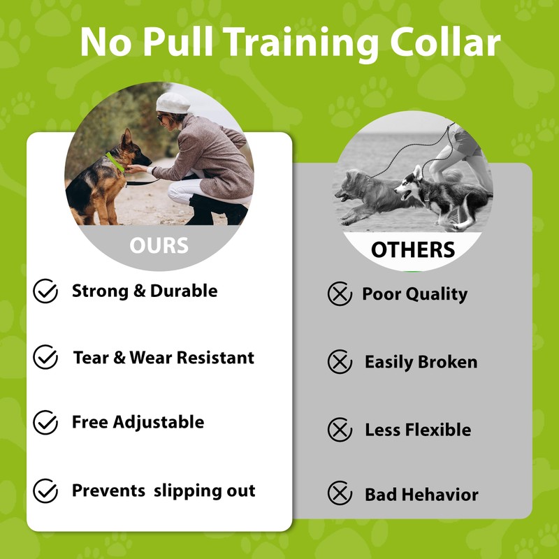 Seyezo Martingale Dog Collar - Adjustable No Buckle, Reflective Heavy