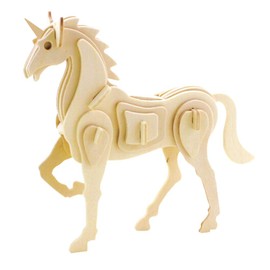 3D Wooden Puzzle Unicorn Model Wooden Craft Kit Children's Toy (JP257 Unicorn 30 Pieces)