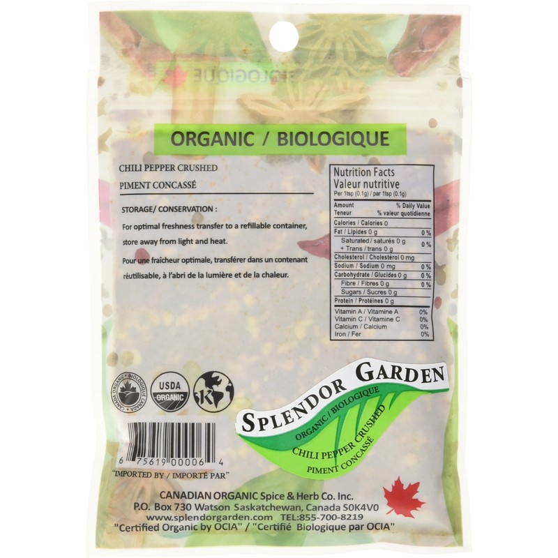 Splendor Garden orgainc Chili Pepper Crushed,30.0 Gram