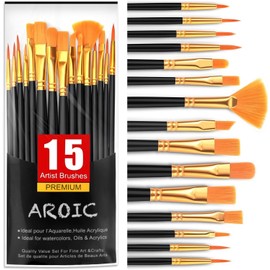 AROIC Best Model Miniature Paint Brushes Small Detail Art Paint Brush with Set 15 Pcs